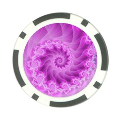 Silky Pink Spiral Fractal  Poker Chip Card Guard from ArtsNow.com Front