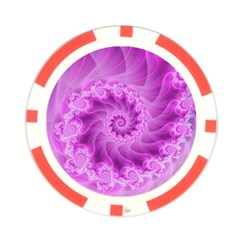 Silky Pink Spiral Fractal  Poker Chip Card Guard from ArtsNow.com Front