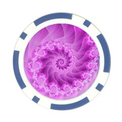 Silky Pink Spiral Fractal  Poker Chip Card Guard from ArtsNow.com Front