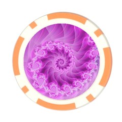 Silky Pink Spiral Fractal  Poker Chip Card Guard from ArtsNow.com Front