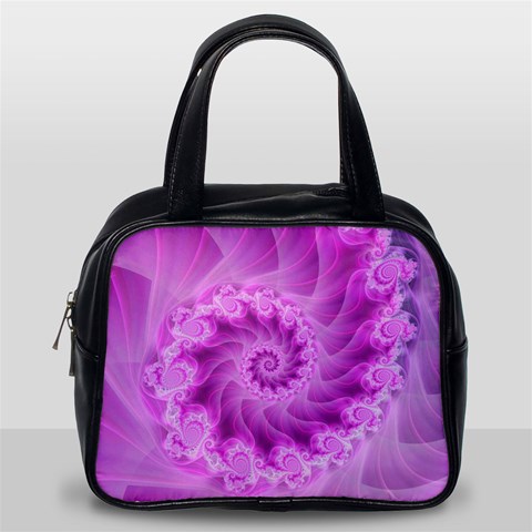 Silky Pink Spiral Fractal  Classic Handbag (One Side) from ArtsNow.com Front