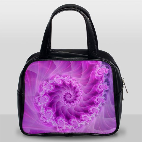 Silky Pink Spiral Fractal  Classic Handbag (Two Sides) from ArtsNow.com Front