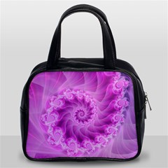 Silky Pink Spiral Fractal  Classic Handbag (Two Sides) from ArtsNow.com Front