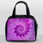 Silky Pink Spiral Fractal  Classic Handbag (Two Sides)