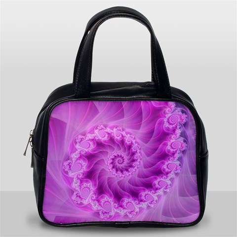 Silky Pink Spiral Fractal  Classic Handbag (Two Sides) from ArtsNow.com Back