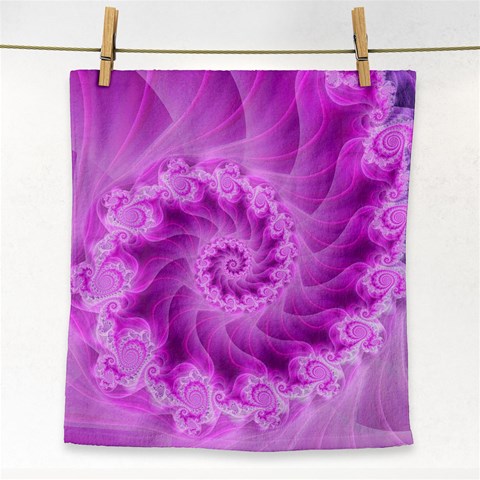 Silky Pink Spiral Fractal  Face Towel from ArtsNow.com Front