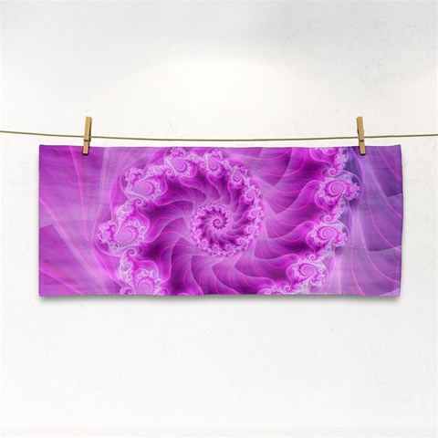 Silky Pink Spiral Fractal  Hand Towel from ArtsNow.com Front