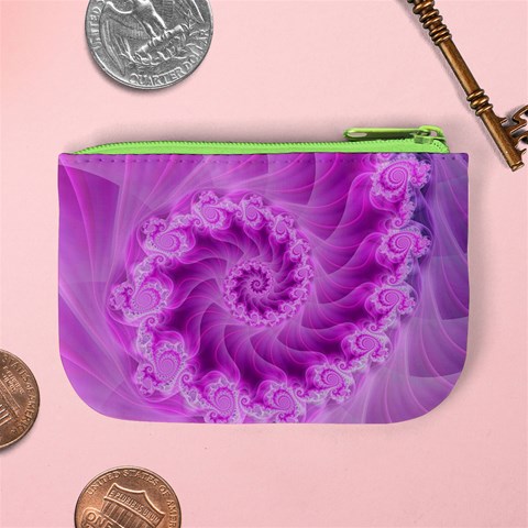 Silky Pink Spiral Fractal  Mini Coin Purse from ArtsNow.com Back