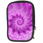 Silky Pink Spiral Fractal  Compact Camera Leather Case