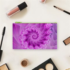 Silky Pink Spiral Fractal  Cosmetic Bag (Small) from ArtsNow.com Front