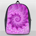 Silky Pink Spiral Fractal  School Bag (Large)