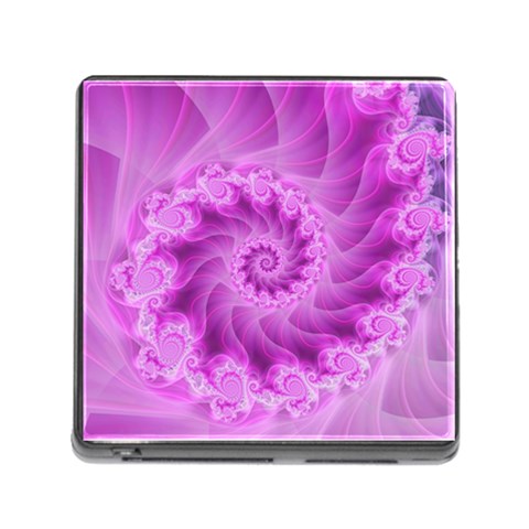 Silky Pink Spiral Fractal  Memory Card Reader (Square) from ArtsNow.com Front