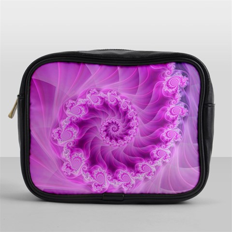 Silky Pink Spiral Fractal  Mini Toiletries Bag (One Side) from ArtsNow.com Front