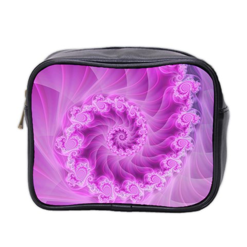 Silky Pink Spiral Fractal  Mini Toiletries Bag (Two Sides) from ArtsNow.com Front