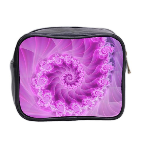 Silky Pink Spiral Fractal  Mini Toiletries Bag (Two Sides) from ArtsNow.com Back