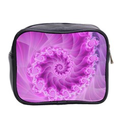 Silky Pink Spiral Fractal  Mini Toiletries Bag (Two Sides) from ArtsNow.com Back