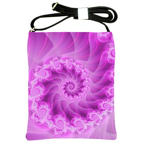 Silky Pink Spiral Fractal  Shoulder Sling Bag from ArtsNow.com Front