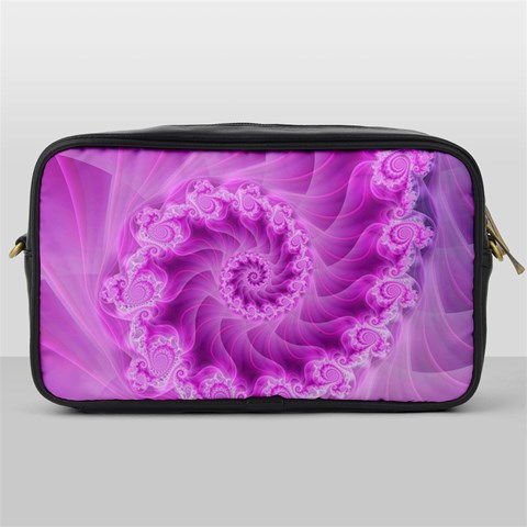 Silky Pink Spiral Fractal  Toiletries Bag (One Side) from ArtsNow.com Front