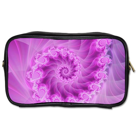 Silky Pink Spiral Fractal  Toiletries Bag (Two Sides) from ArtsNow.com Front