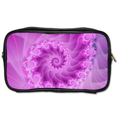 Silky Pink Spiral Fractal  Toiletries Bag (Two Sides) from ArtsNow.com Front