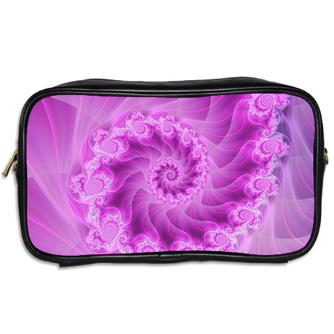 Silky Pink Spiral Fractal  Toiletries Bag (Two Sides) from ArtsNow.com Back