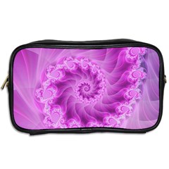 Silky Pink Spiral Fractal  Toiletries Bag (Two Sides) from ArtsNow.com Back