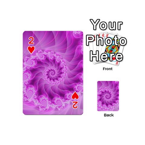 Silky Pink Spiral Fractal  Playing Cards 54 (Mini) from ArtsNow.com Front - Heart2