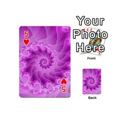 Silky Pink Spiral Fractal  Playing Cards 54 (Mini) from ArtsNow.com Front - Heart5