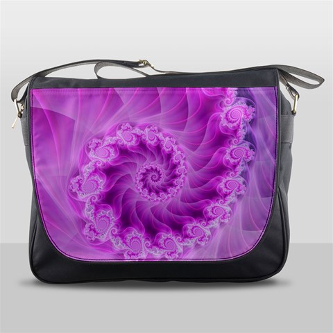 Silky Pink Spiral Fractal  Messenger Bag from ArtsNow.com Front