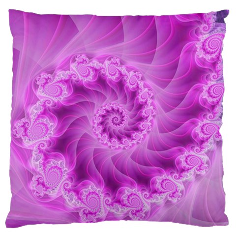 Silky Pink Spiral Fractal  Large Cushion Case (One Side) from ArtsNow.com Front