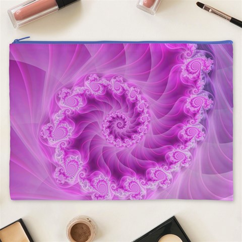 Silky Pink Spiral Fractal  Cosmetic Bag (XXXL) from ArtsNow.com Front