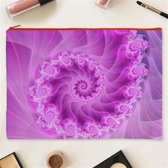 Silky Pink Spiral Fractal  Cosmetic Bag (XXXL) from ArtsNow.com Front