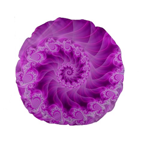 Silky Pink Spiral Fractal  Standard 15  Premium Round Cushion  from ArtsNow.com Front