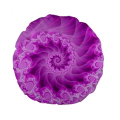 Silky Pink Spiral Fractal  Standard 15  Premium Round Cushion  from ArtsNow.com Front