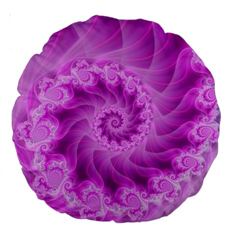 Silky Pink Spiral Fractal  Large 18  Premium Round Cushion  from ArtsNow.com Front