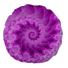 Silky Pink Spiral Fractal  Large 18  Premium Round Cushion  from ArtsNow.com Front