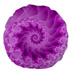 Silky Pink Spiral Fractal  Large 18  Premium Round Cushion 