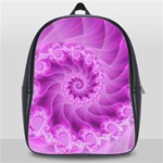 Silky Pink Spiral Fractal  School Bag (XL)