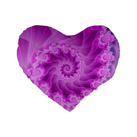 Silky Pink Spiral Fractal  Standard 16  Premium Heart Shape Cushion  from ArtsNow.com Front