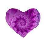 Silky Pink Spiral Fractal  Standard 16  Premium Heart Shape Cushion 