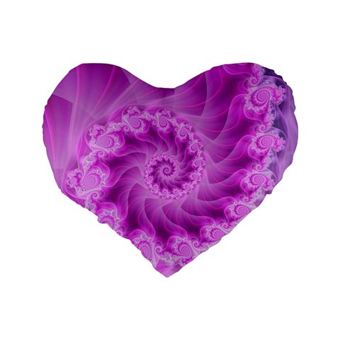 Silky Pink Spiral Fractal  Standard 16  Premium Heart Shape Cushion  from ArtsNow.com Back