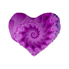 Silky Pink Spiral Fractal  Standard 16  Premium Heart Shape Cushion  from ArtsNow.com Back