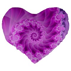 Silky Pink Spiral Fractal  Large 19  Premium Heart Shape Cushion from ArtsNow.com Back