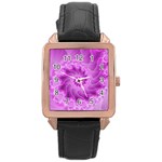 Silky Pink Spiral Fractal  Rose Gold Leather Watch 