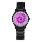 Silky Pink Spiral Fractal  Stainless Steel Round Watch