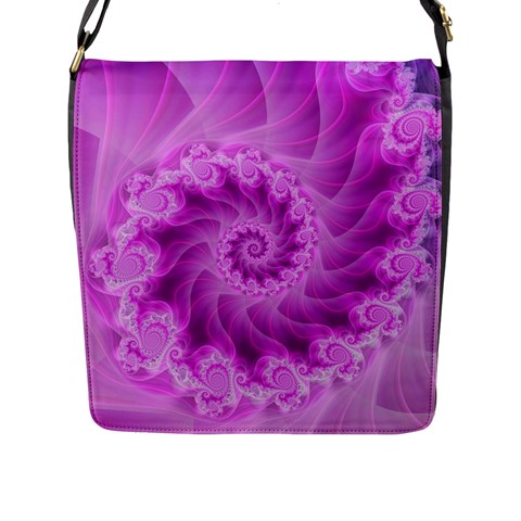 Silky Pink Spiral Fractal  Flap Closure Messenger Bag (L) from ArtsNow.com Front