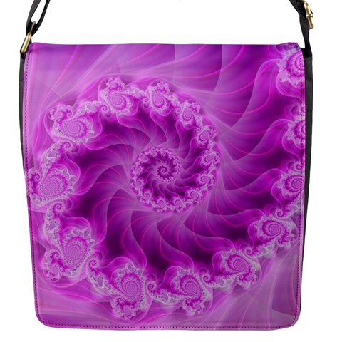 Silky Pink Spiral Fractal  Flap Closure Messenger Bag (S) from ArtsNow.com Front