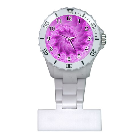 Silky Pink Spiral Fractal  Plastic Nurses Watch from ArtsNow.com Front