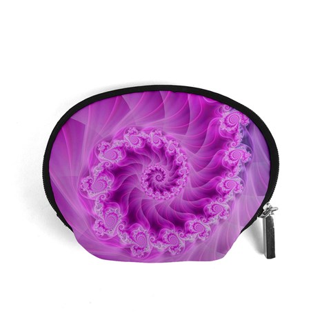 Silky Pink Spiral Fractal  Accessory Pouch (Small) from ArtsNow.com Front