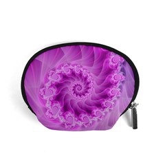 Silky Pink Spiral Fractal  Accessory Pouch (Small) from ArtsNow.com Front